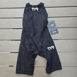 TYR Women's AP12 Closed Back Short John Speed Suit Techsuit Black Sz 28 FINA New